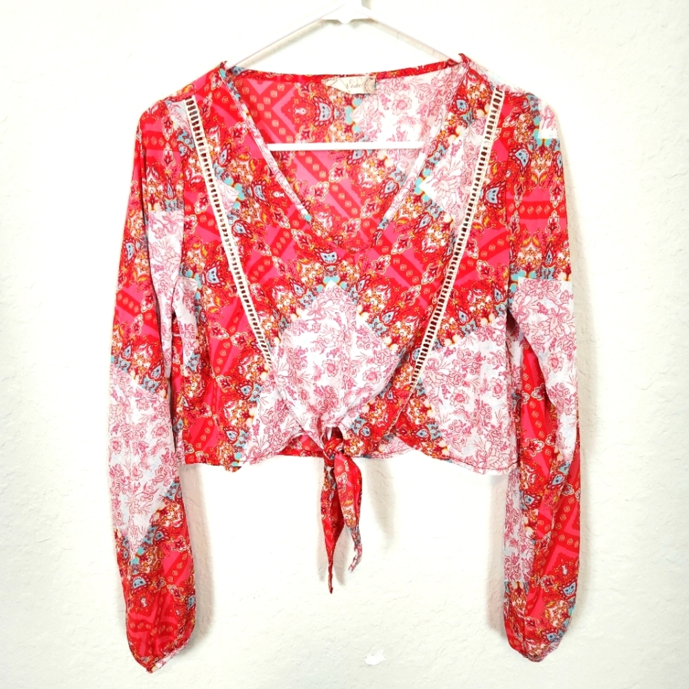 Altar'd State | Printed Multicolor Long Sleeve Blouse XS